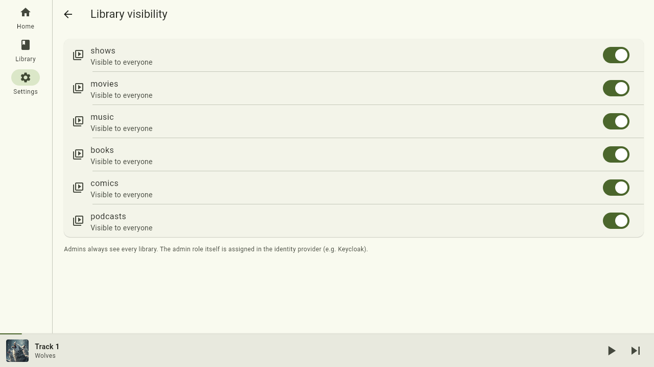 Library visibility toggles