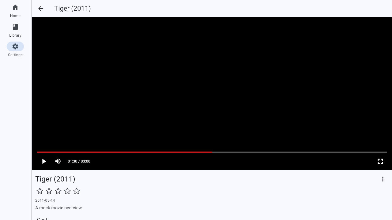 A movie playing with the on-screen controls
