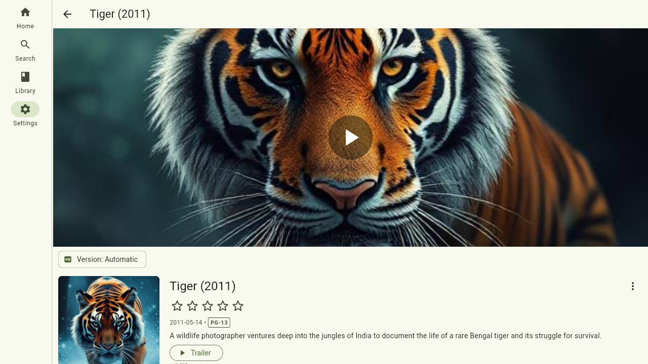 A movie page, ready to play