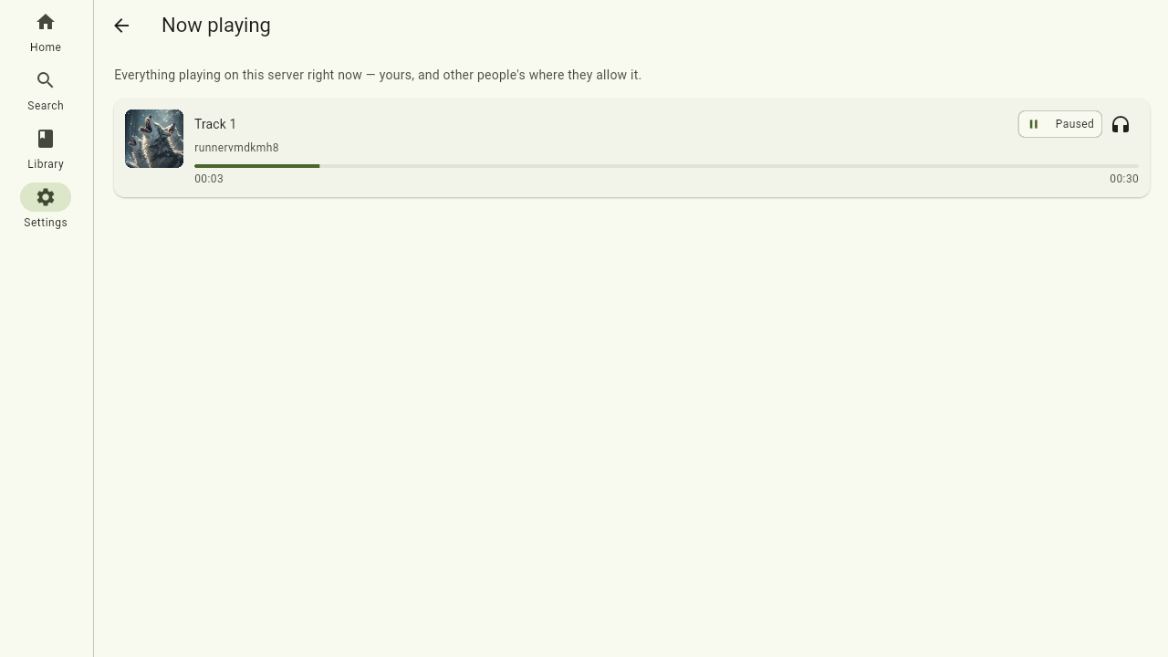 The now-playing overview listing active sessions