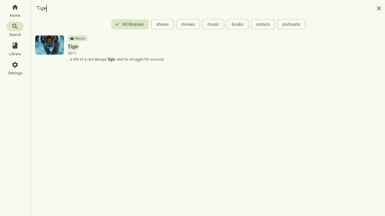 Search results across all media kinds