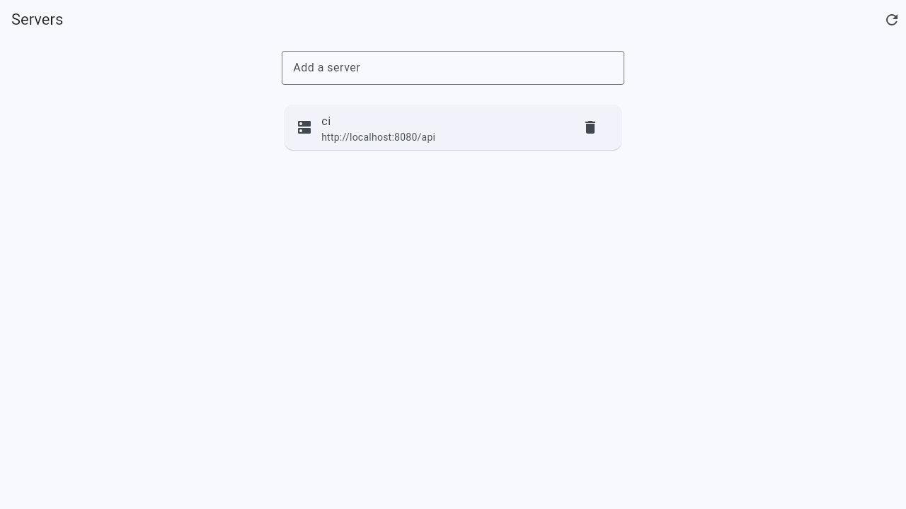 The server overview with the add-server field