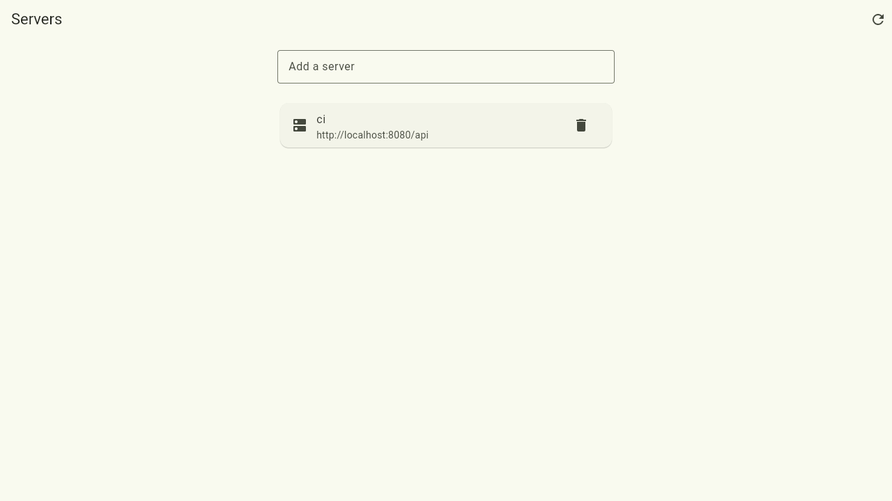 The server overview with the add-server field