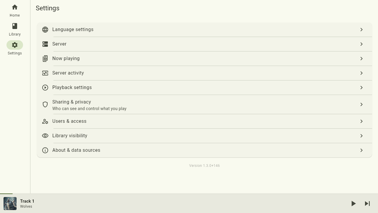 The settings overview with the admin entries