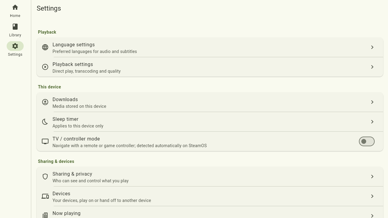 The settings overview with the admin entries