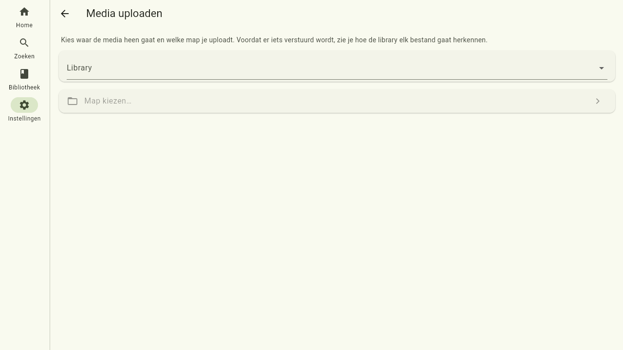 De uploadpagina: library, directory en de map om te uploaden