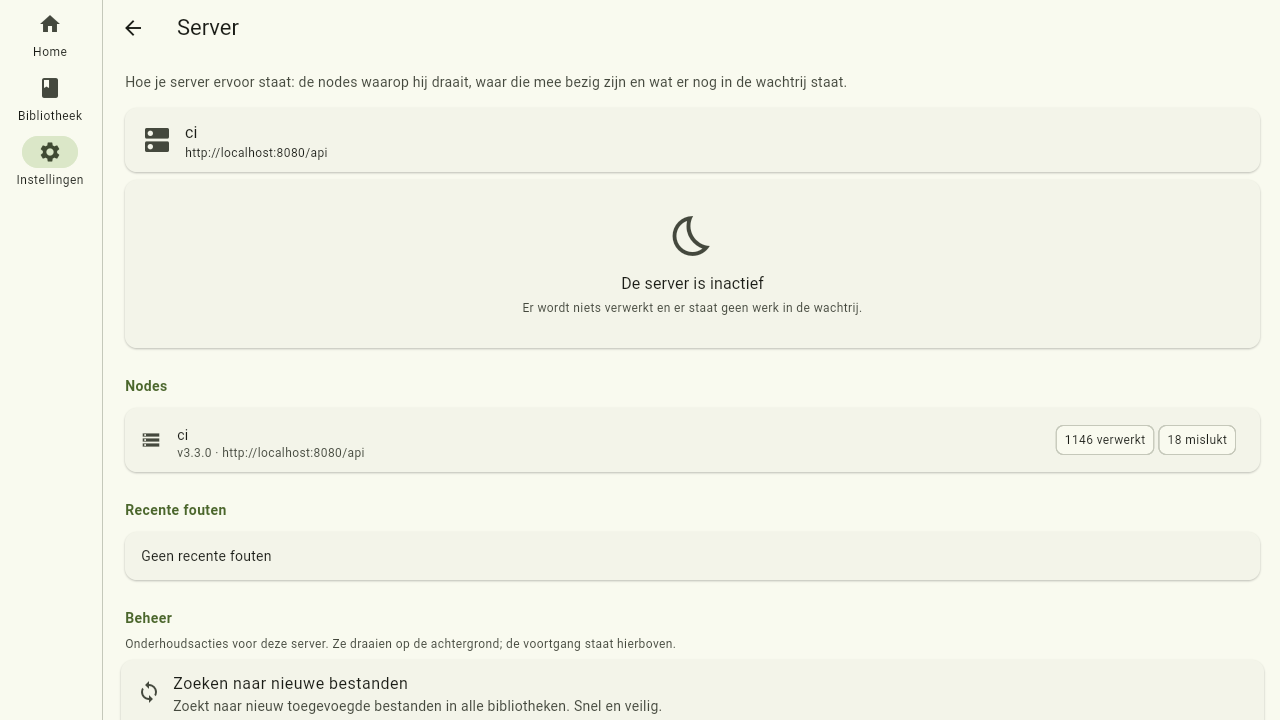 De onderhoudsacties van de server